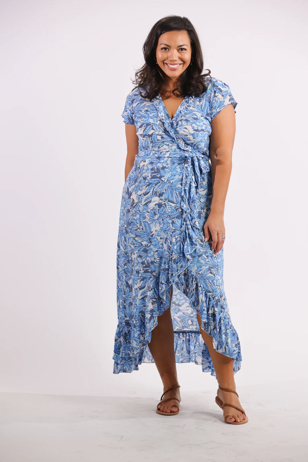 Sea Lustre - Havana Maxi Wrap Dress - Blue Grass