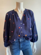 Load image into Gallery viewer, Velvet Aretha Long Sleeve Boho Top - Navy with Flowers