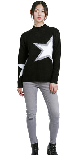 Love Token - Star Pullover Sweater - Black