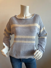 Load image into Gallery viewer, Sanctuary - Sporty Stripe Open Knit Sweater - Sky/Chalk