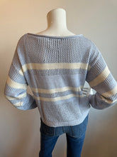 Load image into Gallery viewer, Sanctuary - Sporty Stripe Open Knit Sweater - Sky/Chalk