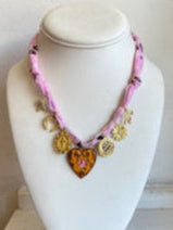 Madriana - Vintage Bandana Charm Necklace - Light Pink