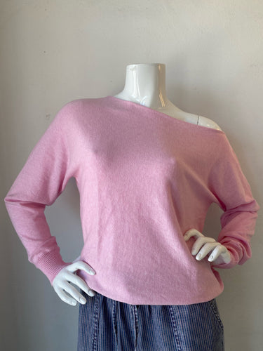 Minnie Rose - Cotton Cashmere Off Shoulder Top - Sweet Blush