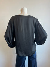Load image into Gallery viewer, Suzy D - Long Sleeve Satin Blouse - Black