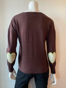 J.Society - Heart Crew Sweater - Chocolate/Lime