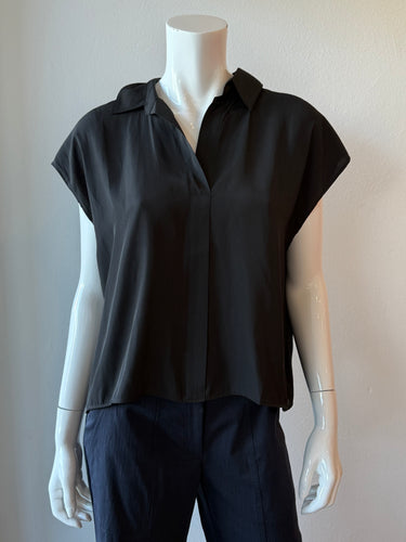 Lola & Sophie - Collar V-Neck Boxy Top - Black