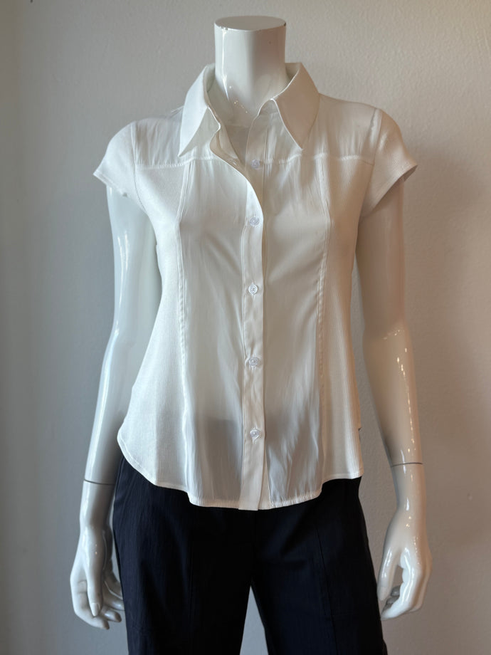Lola & Sophie - Hybrid Cap Sleeve Shirt - White
