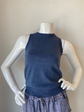 Load image into Gallery viewer, Minnie Rose- Cotton/Cashmere Frayed Tank - Indigo