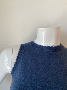 Minnie Rose- Cotton/Cashmere Frayed Tank - Indigo