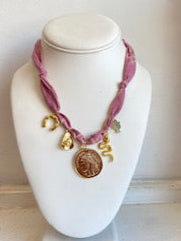 Mandriana - Vintage Bandana Charm Necklace - Mauve