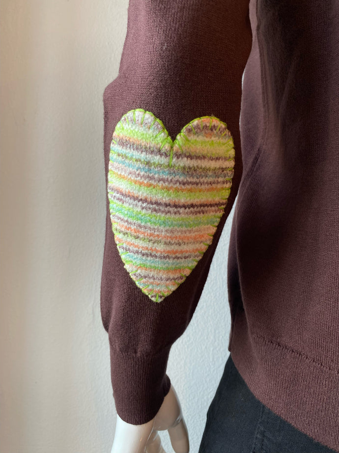 J.Society - Heart Crew Sweater - Chocolate/Lime