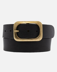 Jodi | Statement Buckle Classic Leather Belt - Black