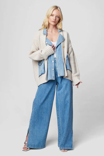 Blank NYC Last Call Sweater Jacket - Denim/Cream