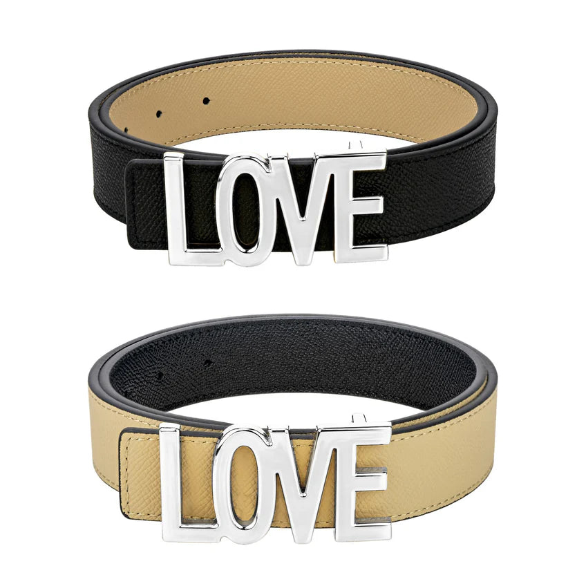 MB Styles - LOVE Belt - Black/Nude Silver Buckle