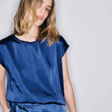 Load image into Gallery viewer, Melissa Nepton - Willow Satin Tee  Top - Navy