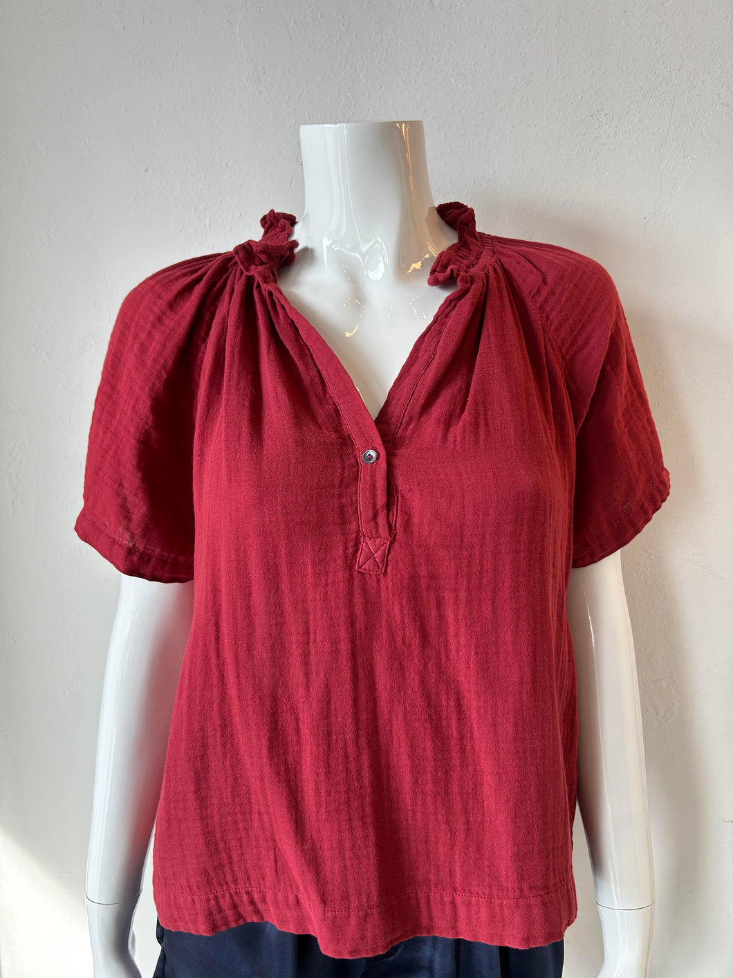 Velvet- Jaden Ruffle Top - Malbec