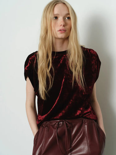 Melissa Nepton - Tage Velvet Tee  - Burgundy