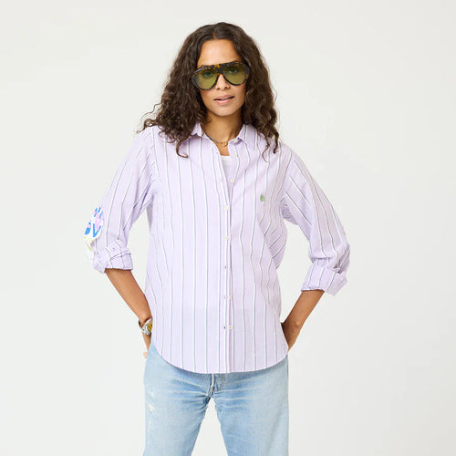Kerri Rosenthal - Mia Stripe Shirt - Lavender/ White
