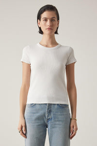 Velvet Bedford Short Sleeve Ribbed Tee - White