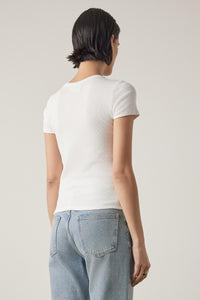 Velvet Bedford Short Sleeve Ribbed Tee - White