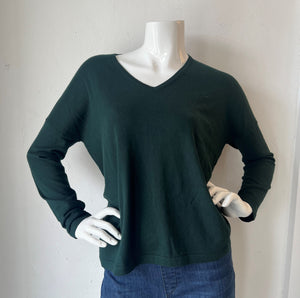 Minnie Rose V Neck Pullover Sweater - Pine
