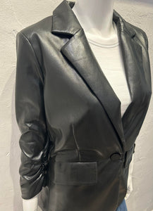 Melissa Nepton- Nadia Faux Leather Blazer Black