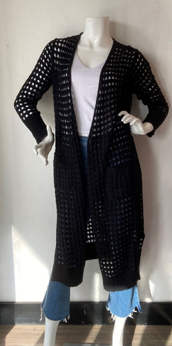 Brodie: Wispr - Pointelle Maxi Cardigan - Coal (Black)