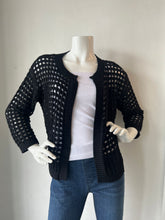 Load image into Gallery viewer, Brodie : Wispr Open Stitch Pointelle Cardi - Coal (Black)