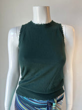 Load image into Gallery viewer, Minnie Rose- Cotton/Cashmere Frayed Tank  - Pine