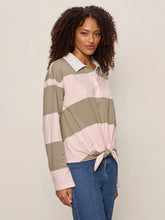 Load image into Gallery viewer, Sanctuary - Rugby Tie Front Tee - Ox Pink/Olive