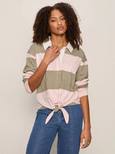 Load image into Gallery viewer, Sanctuary - Rugby Tie Front Tee - Ox Pink/Olive