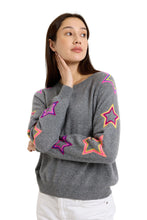 Load image into Gallery viewer, Brodie Pop Star Sleeve Crew - Mid Grey