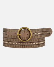 Load image into Gallery viewer, Amsterdam Heritage - Soraya Studded Leather Belt with Gold Round Buckle - Taupe