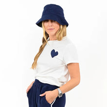 Load image into Gallery viewer, Kerri Rosenthal - Suke Tee Contrast Imperfect Heart - White/Indigo