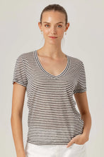 Load image into Gallery viewer, Sundays - Jerri Tee - Black &amp; White Stripe Linen