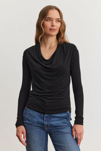 Velvet - Patty Long Sleeve Cowl Neck Top - Black