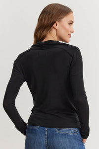 Velvet - Patty Long Sleeve Cowl Neck Top - Black