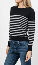 Load image into Gallery viewer, J Society - Tencel Long Sleeve Stripe Crew - Navy/Blue