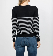 Load image into Gallery viewer, J Society - Tencel Long Sleeve Stripe Crew - Navy/Blue