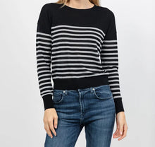 Load image into Gallery viewer, J Society - Tencel Long Sleeve Stripe Crew - Navy/Blue