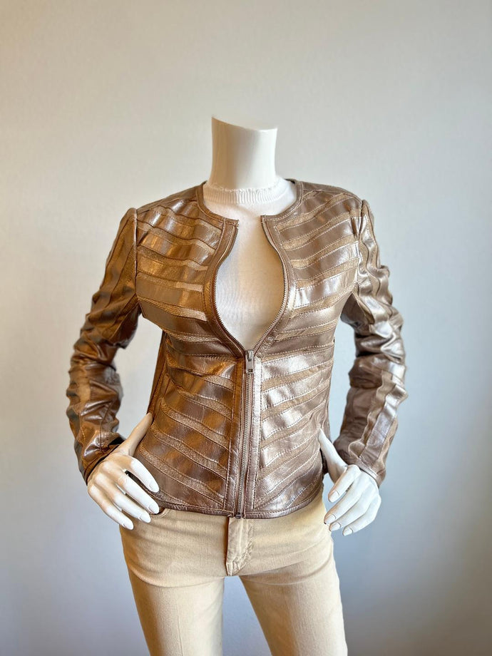 Mauritius -Yula Leather Jacket - Silver