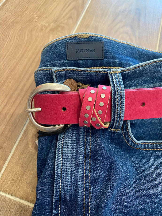 Vanzetti-Thin Metallic Belt- Neon Pink