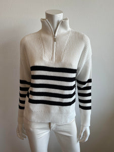 J Society - 1/2 Zip Stripe Sweater - White/Black