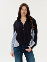 Load image into Gallery viewer, Six Fifty Clothing - Zari Mixed Media Stripe Cardi - Navy/White