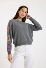 Load image into Gallery viewer, Brodie Pop Star Sleeve Crew - Mid Grey