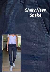 Shely Style Flog Pants - Navy Snake