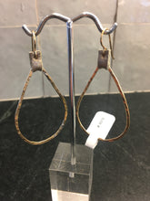 Load image into Gallery viewer, Large Hammered Teardrop with Leather Earrings