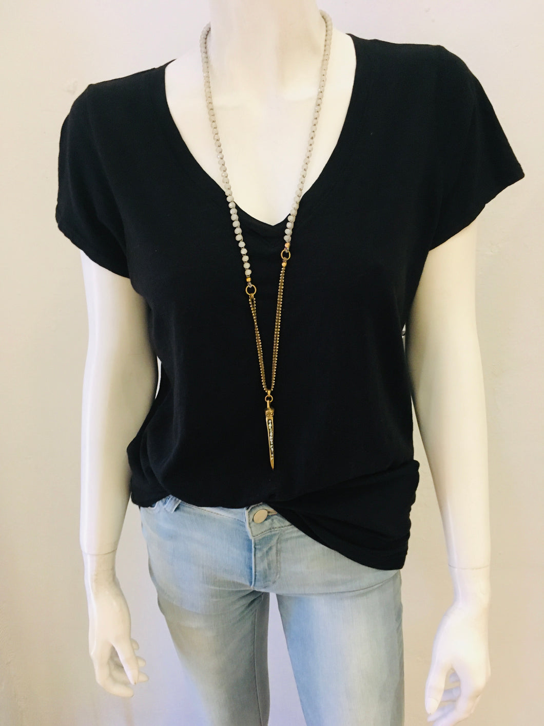 Crystal and Chain chain with a Tibetan Dagger Necklace