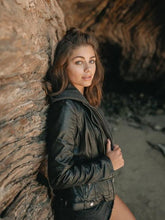 Load image into Gallery viewer, Yoa Hooded Leather Jacket