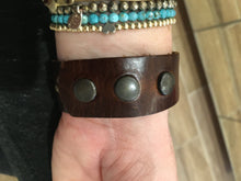 Load image into Gallery viewer, Leather Bracelet with Quad Stone Cuff